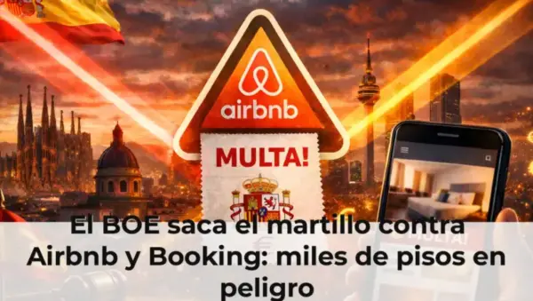 Martillo sobre ordenador con fondos de edificios