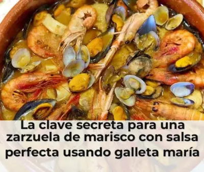 Zarzuela de marisco con galleta María y salsa