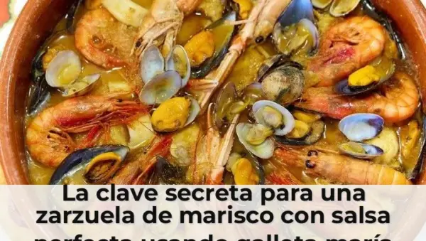 Zarzuela de marisco con galleta María y salsa