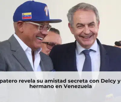 Zapatero con Delcy y hermano en Venezuela