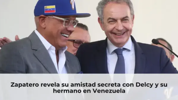 Zapatero con Delcy y hermano en Venezuela